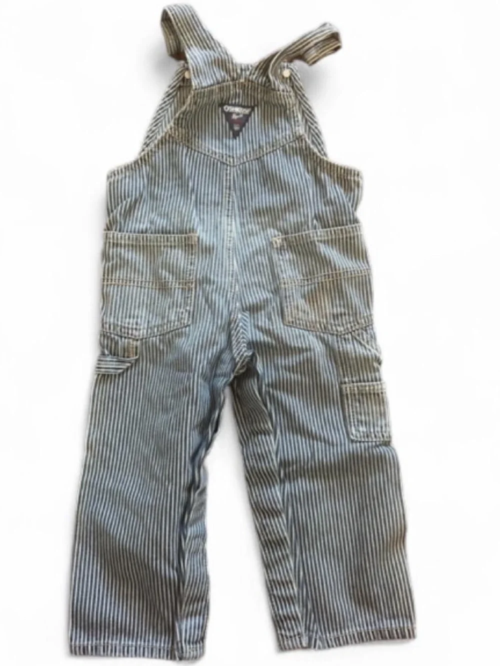 OshKosh B’gosh 24M Hickory Stripe Railroad Denim Carpenter Overalls Farmcore